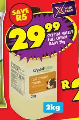 Shoprite CRYSTAL VALLEY FULL CREAM MAAS 2kg offer