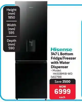 Makro Hisense 347 L Bottom Fridge Freezer with Water Dispenser offer