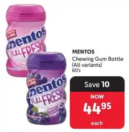 Makro MENTOS Chewing Gum Bottle (All variants) 60's offer