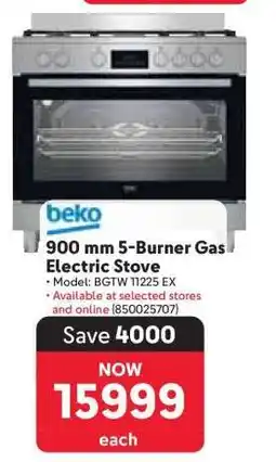 Makro 900 mm 5-Burner Gas Electric Stove offer