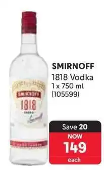 Makro SMIRNOFF 1818 VODKA offer
