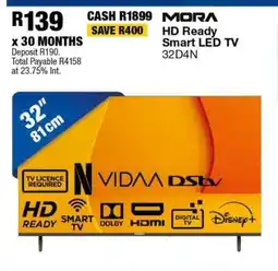 OK Furniture MORA HD Ready Smart LED TV 32D4N offer