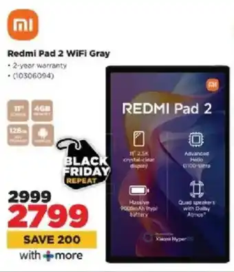 HiFi Corp Redmi Pad 2 WiFi Gray offer