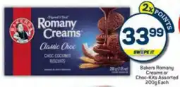 Pick n Pay Bakers Romany Creams or Choc-Kits Assorted offer