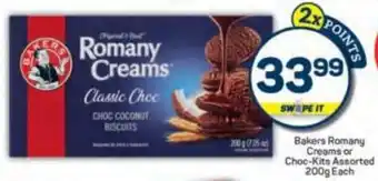 Pick n Pay Bakers Romany Creams or Choc-Kits Assorted offer