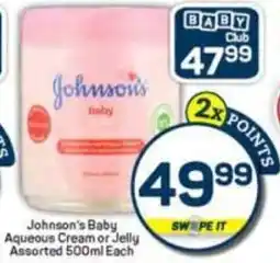 Pick n Pay Johnson's Baby Aqueous Cream or Jelly Assorted offer