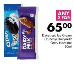 Save Hyper Dairymaid Ice Cream Crunchy/ Dairymilk/ Oreo/ Hazelnut offer