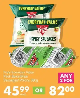 Save Hyper Fry's Everyday Value Pack Spicy/ Braai Sausages/ Polony offer