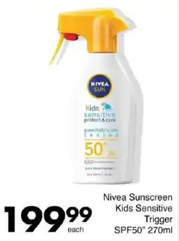 Save Hyper Nivea Sunscreen Kids Sensitive Trigger SPF50 offer