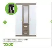 Fair Price Rome Bedroom 2 Door Wardrobe With Mirror 1950 x 1200 x 420mm 1-275 offer