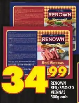 Shoprite Renown red/ smoked viennas offer