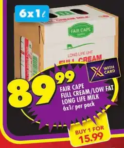 Shoprite Fair cape full cream/ low fat long life milk offer