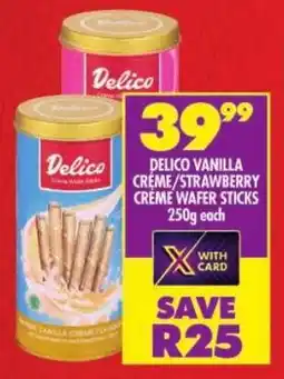 Shoprite Delico vanilla creme/ strawberry creme wafer sticks offer