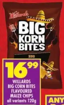 Shoprite Willards big corn bites flavoured maize chips offer