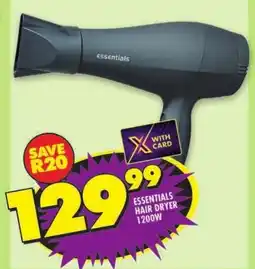 Shoprite Essentials hair dryer 1200w offer