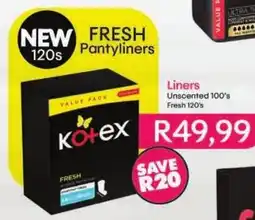 Shoprite Kotex Liners Unscented/ Fresh offer