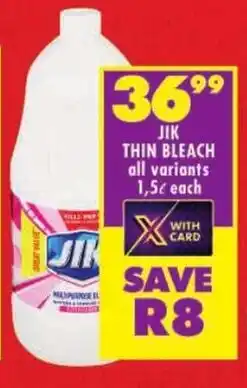 Shoprite Jik thin bleach offer