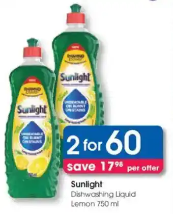 Clicks Sunlight Dishwashing Liquid Lemon offer