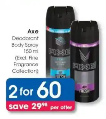 Clicks Axe Deodorant Body Spray offer
