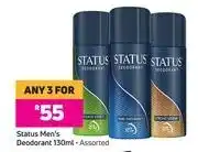 Status Men's Deodorant-For Any 3 x 130ml