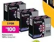 Game Kotex Liners-For 3 x 100's offer