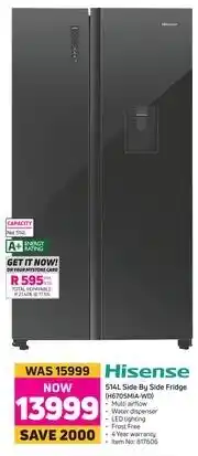 Game Hisense 514Ltr Side By Side Fridge H670SMIA-WD offer