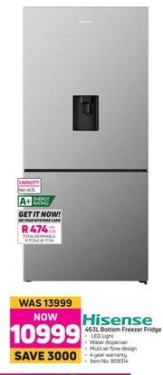 Game Hisense 463Ltr Bottom Freezer Fridge offer