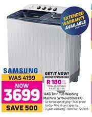 Game Samsung 14Kg Twin Tub Washing Machine WT14J4200MB.FA offer