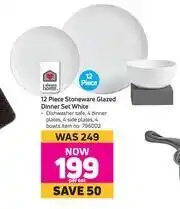 Always Home 12 Piece Stoneware Glazed Dinner Set (White)-Per Set