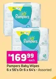 Game Pampers Baby Wipes Assorted 6 x 56's Or 6 x 64's-Each offer