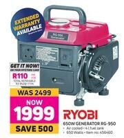 Game Ryobi 650W Generator RG-950 offer