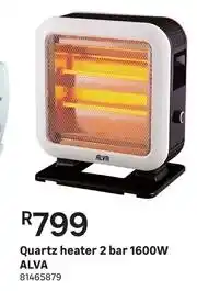 Alva 1600W 2 Bar Quartz Heater