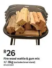 Leroy Merlin Fire Wood Wattle & Gum Mix +/-8Kg(Excludes Braai Stand) offer