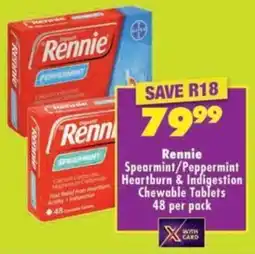 MediRite Rennie Spearmint/ Peppermint Heartburn & Indigestion Chewable Tablets offer