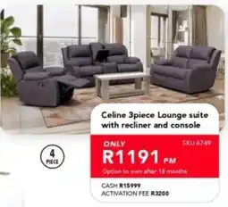 Astra Furnishers Celine Lounge suite with recliner and console offer