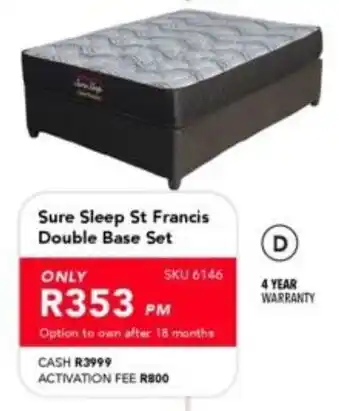 Astra Furnishers Sure Sleep St Francis Double Base Set offer