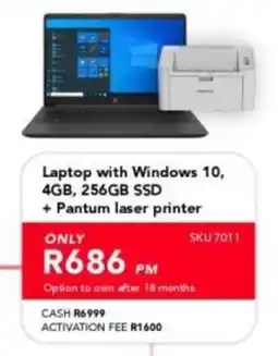 Astra Furnishers Laptop with Windows 10, 4GB, 256GB SSD + Pantum laser printer offer