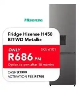 Astra Furnishers Hisense Fridge H450 BIT-WD Metallic offer