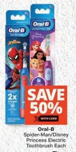 MediRite Oral-B Spider-Man/ Disney Princess Electric Toothbrush offer