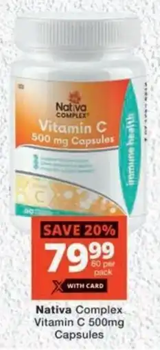 MediRite Nativa Complex Vitamin C 500mg Capsules offer