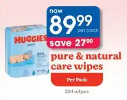 Clicks Huggies pure & natural care wipes offer
