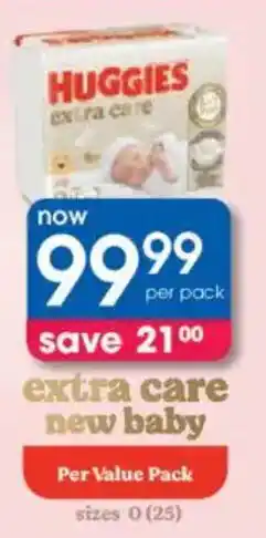 Clicks Huggies extra care new baby value pack offer