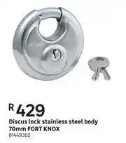 Fort Knox Discus Lock (Stainless Steel Body) 70mm