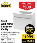 Builders Warehouse Builders Coral Wall-Hung Bathroom Vanity 743781 offer