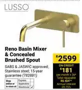 Builders Warehouse Lusso Reno Basin Mixer & Concealed Brushed Spout 782881 offer