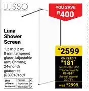 Builders Warehouse Lusso Luna Shower Screen 1.2m x 2m 850010168 offer