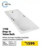 Builders Warehouse Betta 1700 Drop In Value Bath 648541 offer