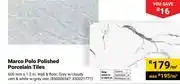 Builders Warehouse Marco Polo Polished Pocelain Tiles 600mm x 1.2m 850006547/850021777-Per Sqm offer
