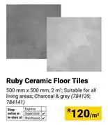 Builders Warehouse Ruby Ceramic Floor Tiles 500mm x 500mm 784139-Per Sqm offer