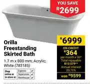 Builders Warehouse Orilla Freestanding Skirted Bath White 1.7m x 800mm 783185 offer